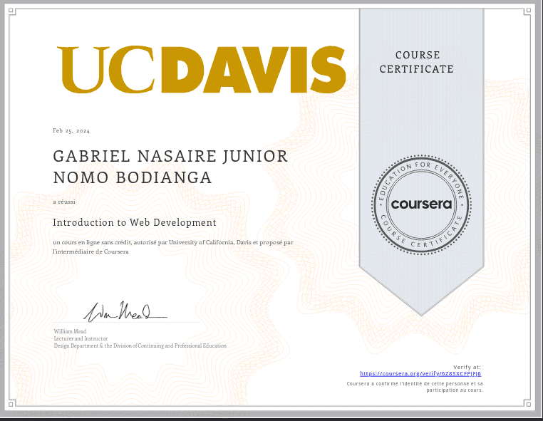 Certificat: Introduction to Web Development